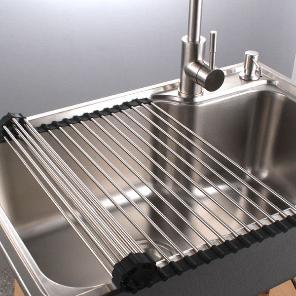 PremiumRacks Stainless Steel Over The Sink Dish Rack Roll Up Durab