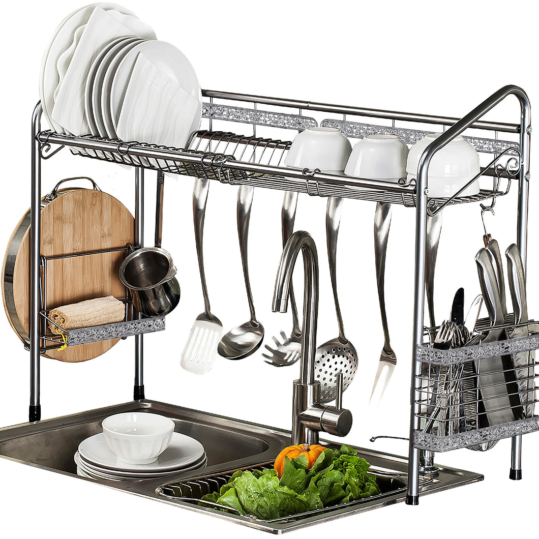 Multipurpose Stainless Steel Over the Sink Dish Rack