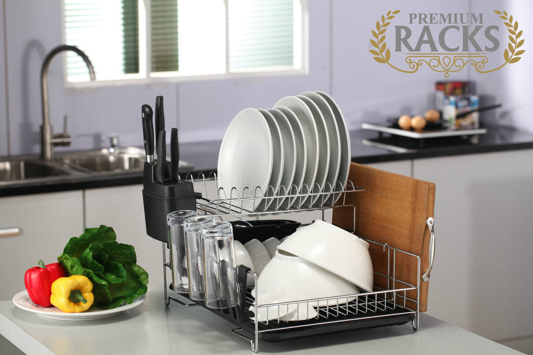 PremiumRacks Large Dish Rack - 304 Stainless Steel - Modern Design - Large  Capacity