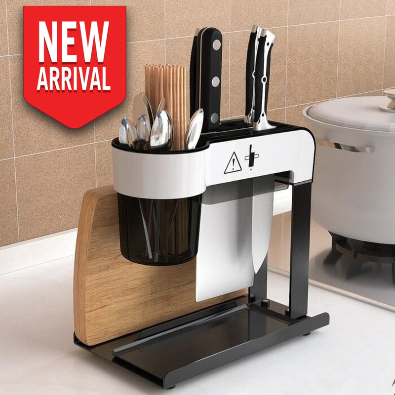 Universal Knife Block without Knives and Utensil Holder for